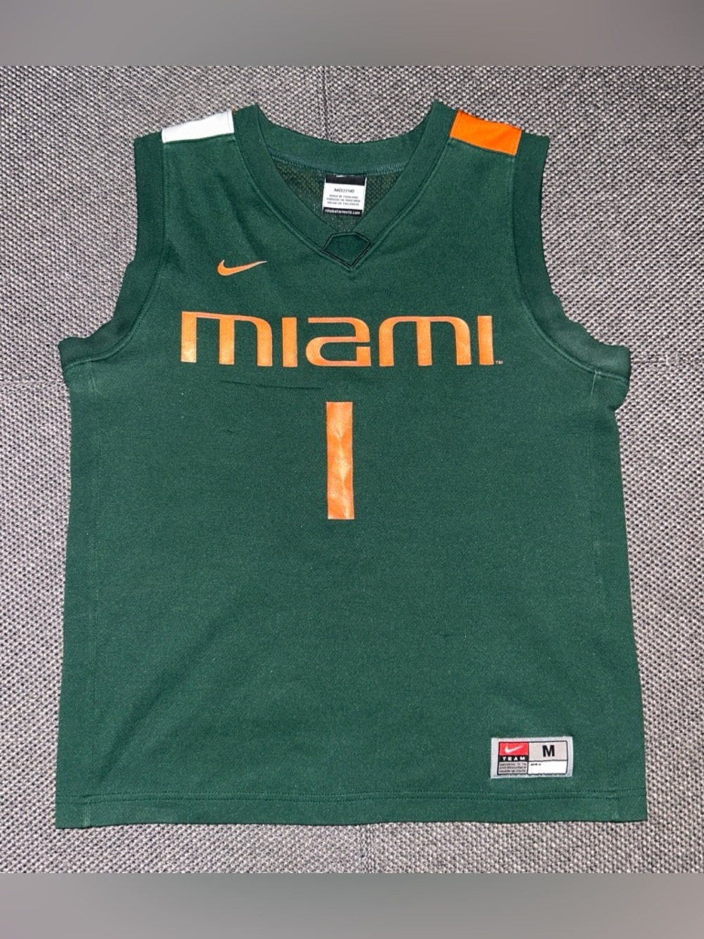 Vintage Nike Kids Miami Green & Orange Basketball Jersey